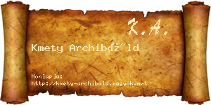 Kmety Archibáld névjegykártya